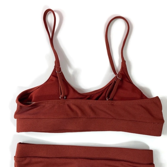 Matte Collection Swimwear Orion Burgundy/Brown Ribbed 2 Piece Set - Picture 7 of 12